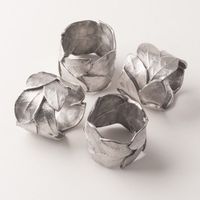 Nouveaux Anneaux de Serviette en Métal Argenté Motif Feuilles Botaniques Faits à la Main – Décoration de Table Élégante pour Dîners, Mariages, Événements, Restaurants, Hôtels, Maisons et Fêtes