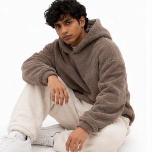 Sweat-shirts à capuche en molleton de coton pour hommes, pull-over en sherpa doux, sweat-shirt décontracté à manches longues pour hommes, streetwear décontracté, vente en gros USA - Product Image 3