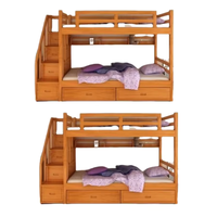 Lit double en teck massif, matériaux de la plus haute qualité, lit superposé pour enfants, meubles de chambre d'enfant avec tiroirs, produits personnalisés