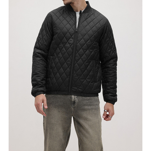 Wholesale Custom Logo Men's Baseball Bomber <b>Jacket</b> High Quality Embroidered <b>Quilted</b> Black <b>Jacket</b> Winter Vintage Stand Collar - Product Image 1