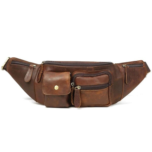 Premium Quality Unisex Genuine Leather Waist Bag Unisex Vintage Style Zipper Closure Multi Pocket Daily Use Fanny Pack - Product Image 2
