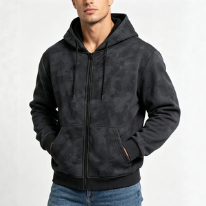 Sweat-shirt à capuche zippé pour homme, effet délavé, style vintage, streetwear décontracté - Product Image 2