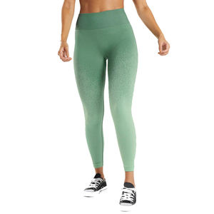 Leggings de yoga sans couture vert sauge à taille en V, collants de compression pour la gym, 100 % polyester, respirants, séchage rapide, légers - Product Image 2