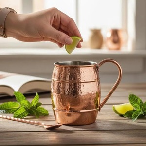 Metal Original and Pure Copper Mug Handmade High Quality Copper Mug for <b>Drinkware</b> Hotel Bar Home School Copper Mug - Product Image 1