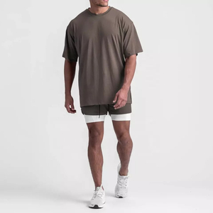 Camiseta de algodón 100% para hombre al por mayor, de lujo, 300G, unisex, con logo personalizado, cuello simulado, lisa, oversize, de corte holgado, de alto gramaje y transpirable. - Product Image 3