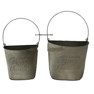 Cestas de metal galvanizado con asa para sublimación, ideales para decoración navideña del hogar, juego de 2. - Product Image 1