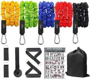 ONESTARSPORTS Protective Nylon Safety Sleeve Anti Snap 11 Pcs Resistance Bands,Home Fitness Equipment 11 Pieces Exercise Elastic