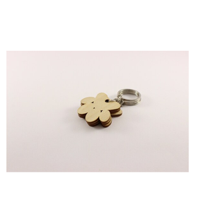 MDF Keychain High Quality Factory Custom Made Logo MDF <b>Keyring</b> With Metal <b>Rings</b> For Home Keys - Product Image 3