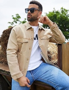Denim Jacket With Rhinestone Decoration Turn-down Collar Single Breasted Casual Style Loose Fit Autumn Wear Unisex Regular - Product Image 1