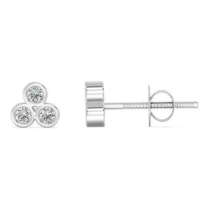 Lab Grown Diamond Three <b>Stone</b> Stud Earrings - Product Image 4