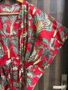 Vestido Kaftán de Algodón con Estampado Floral para Mujer, Hecho a Mano, para la Playa, Corte Regular, Estilo Boho, para el Verano - Product Image 2
