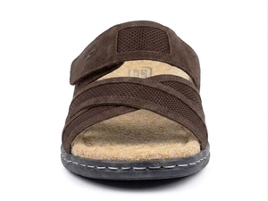For Active Brown Suede Slide <b>Sandals</b> Open Toe <b>Buckle</b> Strap Closure Breathable Classic Casual All Seasons Rubber Outsole - Product Image 3