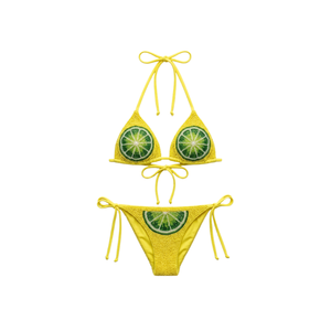 Bikini Personalizado ODM/OEM con Cuentas Florales, Color Sólido, Cintura Alta, Lazos Laterales, Traje de Baño de Dos Piezas, Bikini Push-Up - Product Image 2