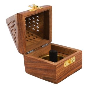 Best Handcrafted Wooden Incense Holder Agarbatti <b>Stand</b> with Brass <b>Work</b>, Rustic Meditation & Home Decor - Product Image 1