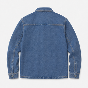Chemise-veste en jean épais pour homme, style streetwear décontracté, veste de superposition en coton délavé, personnalisable, vente en gros, OEM, ODM - Product Image 6
