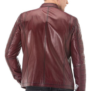 Veste en cuir véritable de haute qualité pour homme, coupe-vent, embossée, sur mesure, style décontracté, motif uni, hiver chaud - Product Image 2