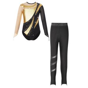 Justaucorps de gymnastique pour filles de 6 à 16 ans, leggings métalliques pour patinage artistique, compétition de danse acrobatique - Product Image 4