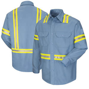 Veste de sécurité personnalisée pour homme à manches longues, haute visibilité, classe 1 ANSI, imperméable, avec bandes réfléchissantes, boutonnée, pour mécanicien - Product Image 6