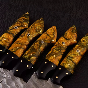 LEGACY BLADES Professional Damascus Chef <b>Knife</b> <b>Set</b> 5-Piece Resin Handle Handmade Razor <b>Sharp</b> Ambidextrous Kitchen <b>Knives</b> - Product Image 4