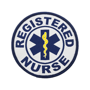 Custom Embroidered Single Sided Registered <b>Nurse</b> Patch Iron-On Canvas Medical Emergency Badge Quality Fabric Round Uniform - Product Image 2