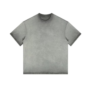 T-shirt délavé pour homme en polyester et coton, col rond, manches courtes, style streetwear décontracté et oversize, disponible en plusieurs tailles - Product Image 1