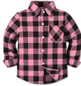 Chemise à carreaux décontractée pour enfants en coton 100% de haute qualité pour bébés et tout-petits garçons avec manches longues et poche, respirante et écologique - Product Image 2