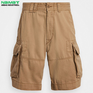 Shorts cargo en coton kaki pour homme, multi-poches, coupe décontractée, en sergé, mode estivale, pour le travail en extérieur, utilitaire - Product Image 1