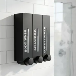 Three in one Liquid Soap <b>Dispenser</b> Wall Mounted ABS <b>Shampoo</b> <b>Conditioner</b> <b>Dispenser</b> 350 mL Manual - Product Image 6