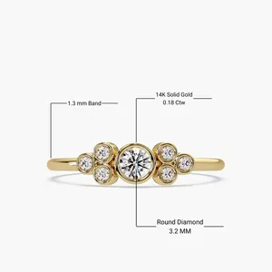 Lab Grown Bezel Set Cut Diamond <b>Stacking</b> Promise <b>Ring</b> Women's 14k 18k 10k Solid Gold Classic Minimalist Stackable <b>Ring</b> for Gift - Product Image 2