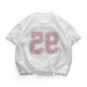 Maillot de football américain blanc surdimensionné en maille, style minimaliste, numéro 95, streetwear Y2K, production OEM personnalisée - Product Image 2