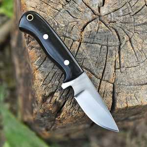 Drop Point Camping <b>Knife</b> High Carbon Steel Blade Bull Horn <b>Handle</b> Leather Sheath Outdoor Survival Tactical Fixed Blade EDC <b>Knife</b> - Product Image 5