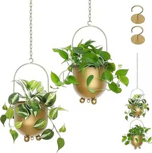 Modern Circular Metal Wall Planter With Hanging Design For <b>Flower</b> Or Green Plant <b>Display</b> Hanging Planter Pot - Product Image 6