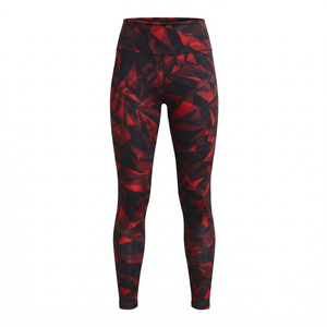 Leggings taille haute à imprimé géométrique, longueur intégrale, pour femme, vêtements de sport, motif rouge et noir, tricoté en Spandex et Polyester - Product Image 4
