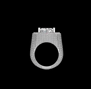 <b>Silver</b> Rainbow Iced Out <b>Ring</b> for <b>Men</b> Large CZ Stone Luxury Multicolour Hip Hop Fashion Statement Jewellery - Product Image 2