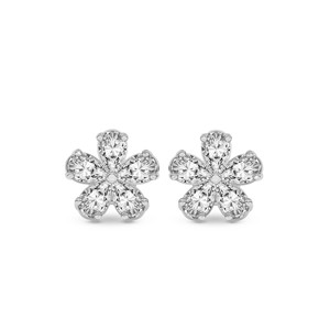 Hermosos pendientes de oro macizo de 10k/12k/14k/18k con diseño de flor de margarita y diamantes de laboratorio de calidad VS1 VVS1 para mujer. - Product Image 1