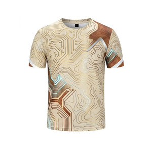 EKIN IMPER Men's T-Shirt And Shorts <b>Set</b> Digital Printed Circuit Pattern Quick Dry Summer Wear Crew Neck <b>Knitted</b> Shorts <b>Set</b> - Product Image 3