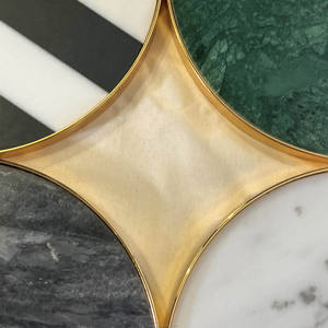 Luxury Gold Round Marble <b>Serving</b> <b>Tray</b> for Home Decor - Product Image 2