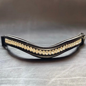 Custom Made <b>Light</b> <b>Rose</b> <b>Light</b> Silk & Graphite Combination 1 Row Crystals Bling Brow Band with Soft Padded Leather Horse Brow Band - Product Image 3