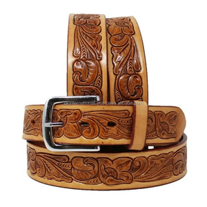 Unisex lujo occidental hebilla tallada a mano floral en relieve vaquera vaquero grano completo cuero occidental herramientas cinturón para hombres y mujeres - Product Image 2