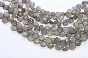 Perles de pierre de lune grise naturelle en forme de cœur, 7mm 8mm, facettées, percées sur le côté, pour la fabrication de bijoux, en vrac, prix de gros - Product Image 3