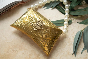 New Design Fashionable Handmade <b>Sequined</b> Brass Gold-Plated Antique Clutch Bag Trendy Women Open Closure Available HF CRAFTS - Product Image 3