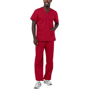 Unisex Blue <b>Scrub</b> Set 100% Cotton Polyester Woven Hospital Uniforms for Men and Women - Product Image 3