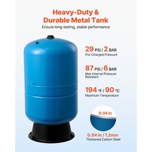 Réservoir à pression vertical pré-chargeé de 30 gallons en acier au carbone robuste pour pompes de puits - Product Image 3