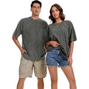 Best Selling Acid Wash Graphic T Shirt Screen Printed Heavyweight Cotton Oversized Streetwear Apparel Factory - Product Image 1