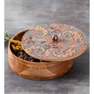 Caja de Almacenamiento de Chapati de Madera Hecha a Mano, Organizador de Especias, Utensilio de Cocina Tradicional para Servir Roti, Contenedor Decorativo - Product Image 1