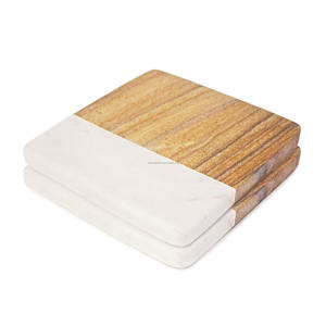 Ensemble de sous-verres en bois et marbre, vente en gros directe d'usine, sous-verres en bois massif pour hôtel, restaurant et cadeaux de mariage - Product Image 1