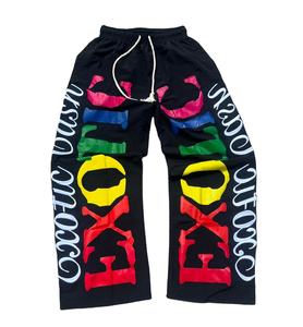 Pantalon de jogging pour homme, imprimé puff, broderie hip-hop, décontracté, taille basse, cordon de serrage, léger, 100% coton - Product Image 2