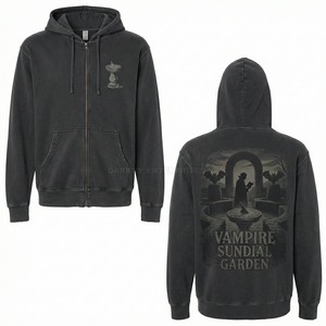 High Quality Distressed Hoodie Men Custom Printed Gothic Bat Maze Graphic Sweatshirt Acid Wash Oversized Hoodies Manufacturer - Product Image 5