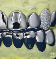Grillz Personalizados de Panal de Abeja en Plata de Ley S925 con Incrustaciones de Moissanita VVS, Aprobado por el Probador de Diamantes