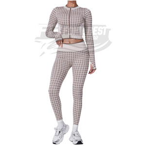 Ensemble 2 pièces pour femmes : Haut de sport côtelé respirant sans couture à taille haute élastique et Legging de yoga – Conception personnalisée OEM - Product Image 4